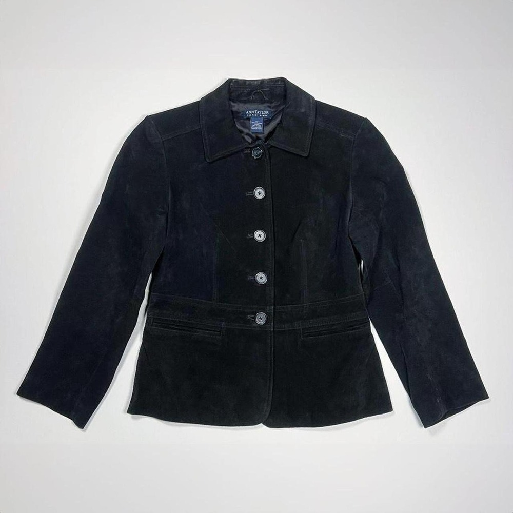 Ann Taylor Black Suede Pea Coat